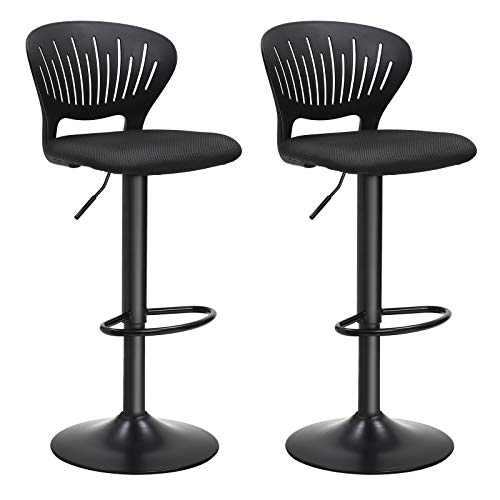 Billede af Barstole med stofsæde - 2 højdejusterbare høje stole - sort - Barstole - Daily-Living