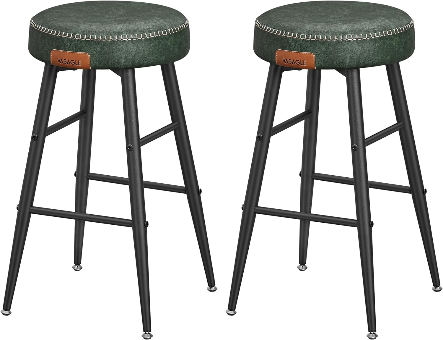 Billede af Barstol med kunstlæder - sæt med 2 barstole - grøn H63 cm - Barstole - Daily-Living