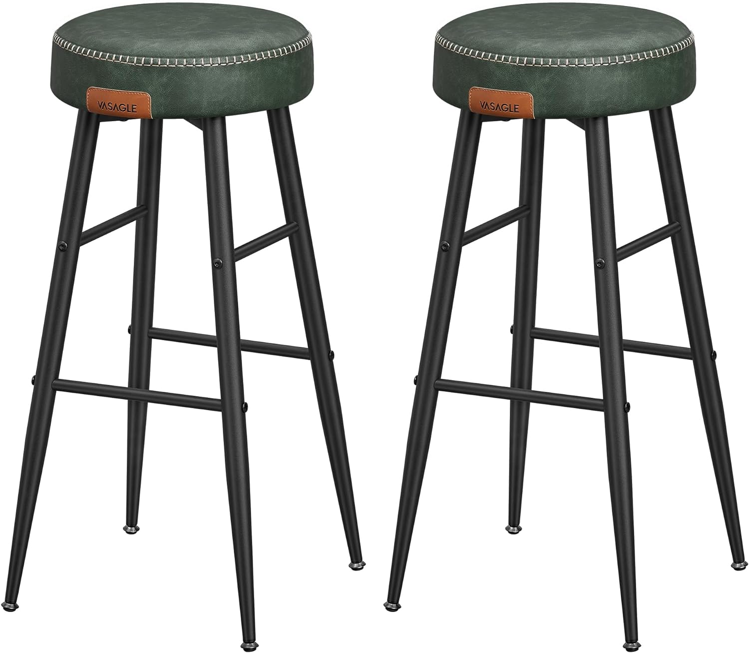 Billede af Barstol med kunstlæder - sæt med 2 barstole - grøn H76,2 cm - Barstole - Daily-Living