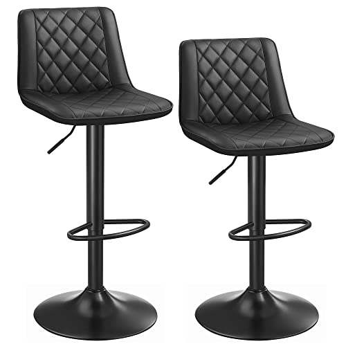 Se Barstole med kunstlæder - 2 høje stole med trompetfod - sort - Barstole - Daily-Living hos Daily-Living.dk