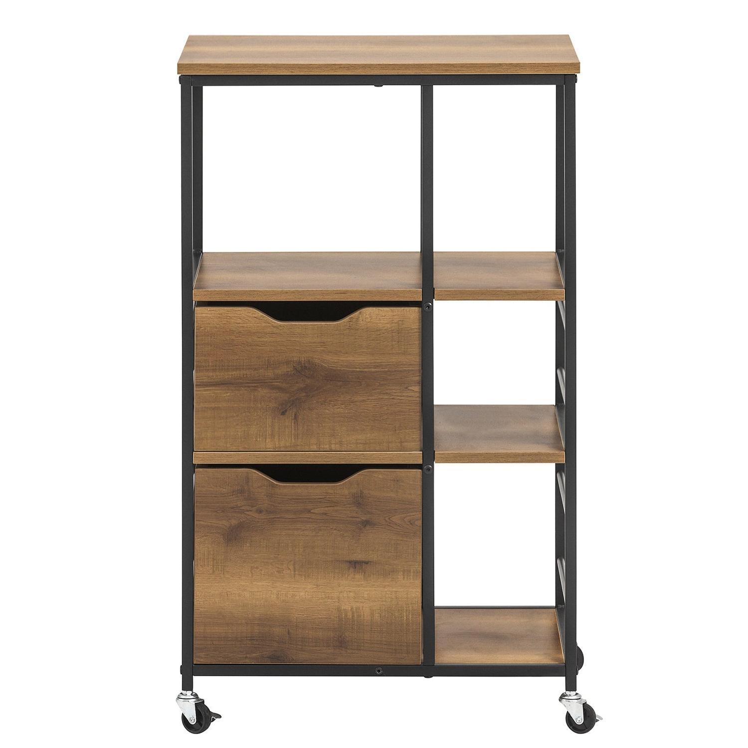 Køkkenø – køkkenvogn med skuffer og hylder – brun 53x37x89cm – Køkkenudstyr – Daily-Living