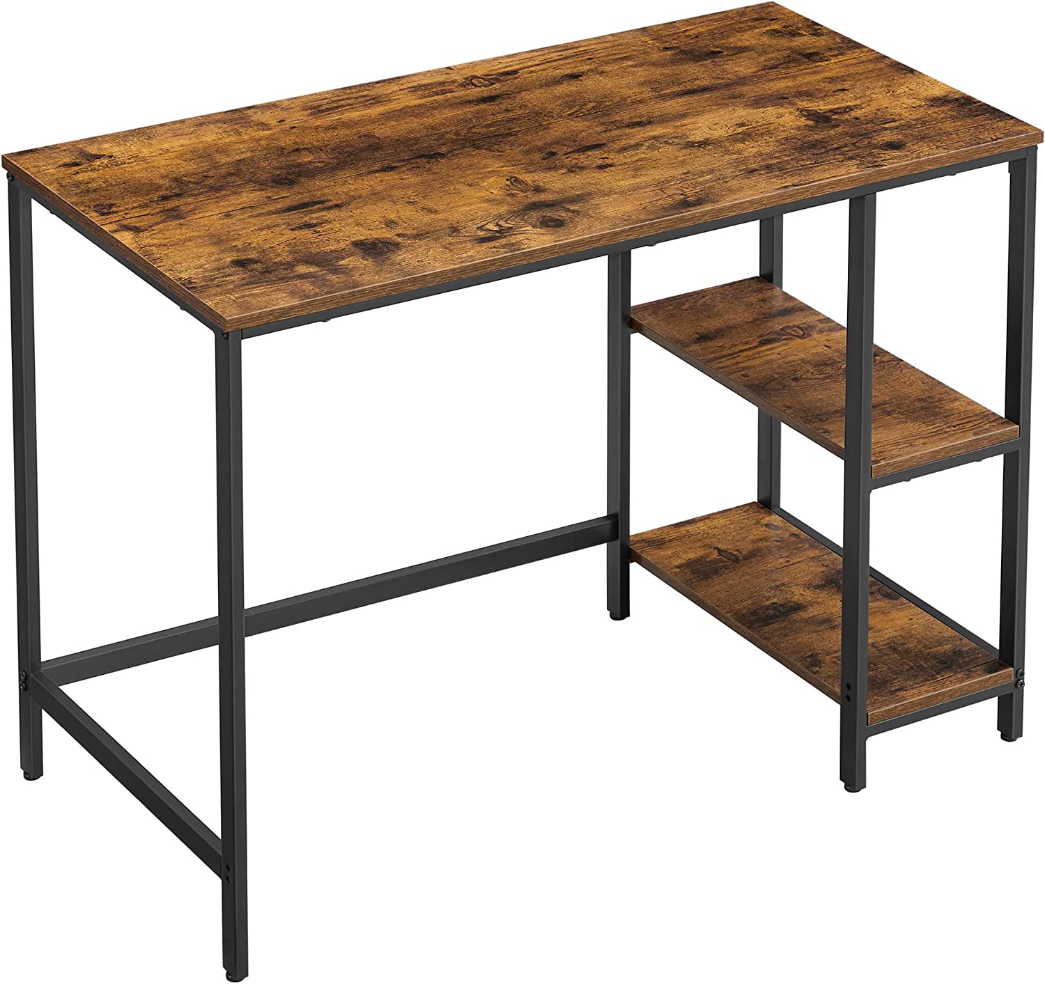 Se Skrivebord med 2 hylder - computerbord - rustik brun 100x50x75 - Borde - Daily-Living hos Daily-Living.dk