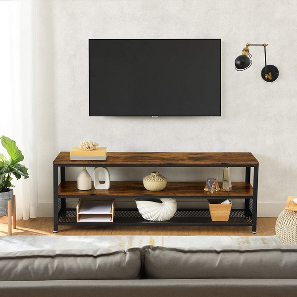 Se TV-bænk - TV-bord i industrielt design - rustik brun 140x40x52 - Borde > TV-borde - Daily-Living hos Daily-Living.dk