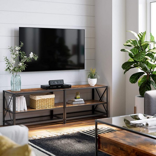 Se TV-bænk - TV-bord i industrielt design - rustik brun 160x39x50 - Borde > TV-borde - Daily-Living hos Daily-Living.dk