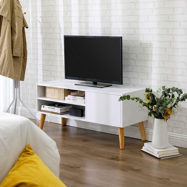 Billede af TV-bænk - TV-bord i skandinavisk design - hvid 110 x 40 x 50 - Borde > TV-borde - Daily-Living