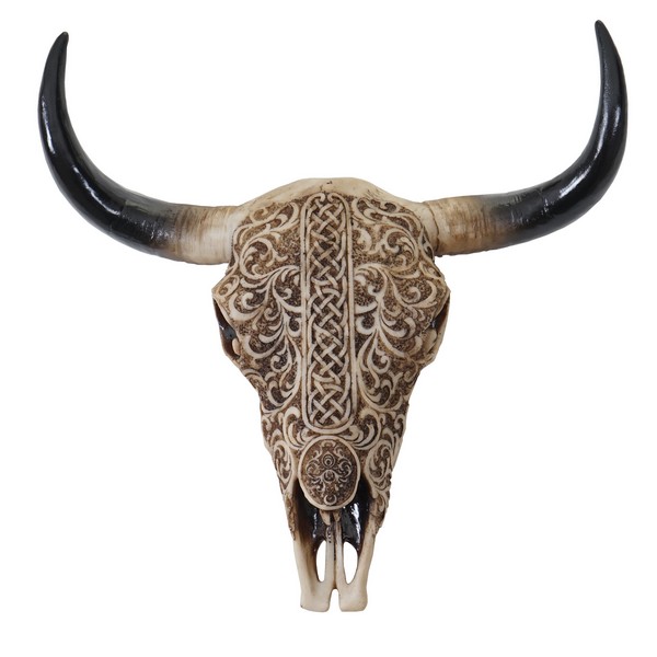 Billede af Tyrekranie med horn - lille jagttrofæ som vægdekoration - Tyr med dekoration - Jagttrofæer - Daily-Living