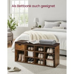 Skobnk - siddebnk med skohylder - entrebnk med skorum - rustik brun