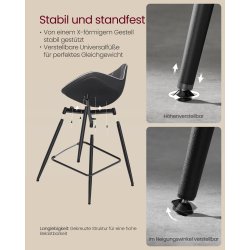 Barstole med ergonomisk l�ders�de og rygl�n - 2 stk - sort