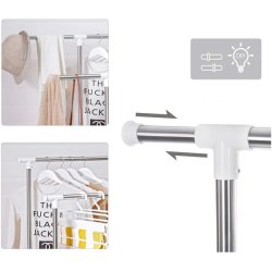 Tjstativ med 2 bjlestnger og 2 skohylder - justerbart hvid