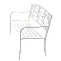 Bnk i metal - metalbnk - parkbnk i hvid pulverlakeret stl - 127 cm