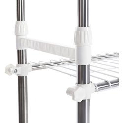 Tjstativ med 2 bjlestnger og 2 skohylder - justerbart hvid