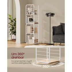 Reol - 360 roterbar bogreol - hvid gulvreol - 43 x 43 x 158