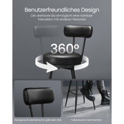 Barstol med kunstlder - st med 2 - sdehjde 76 cm - sort