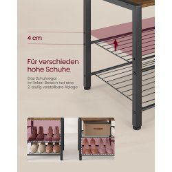 Garderobestativ stort 4-i-1 tjstativ - rustik brun 40x120x190