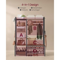 Garderobestativ stort 4-i-1 tjstativ - rustik brun 40x120x190