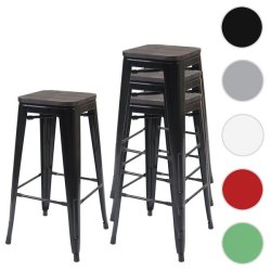 Barstole i metal med trsde - stabelbare barstole i stl - sorte uden ryg