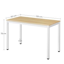 Skrivebord - arbejdsbord - egetr� og hvid 120 x 60 x 75 cm