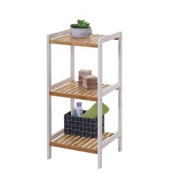 Reol med 3 bambus hylder - badevrelsesreol og skoreol
