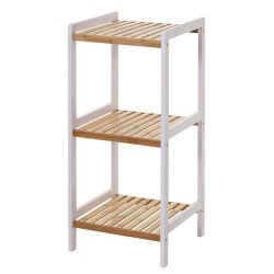 Reol med 3 bambus hylder - badevrelsesreol og skoreol