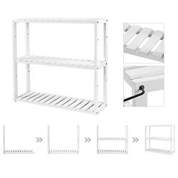 Bambus reol med 3 hylder - vghngt badevrelsesreol - 60x15x54
