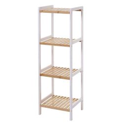 Reol med 4 bambus hylder - badevrelsesreol og skoreol