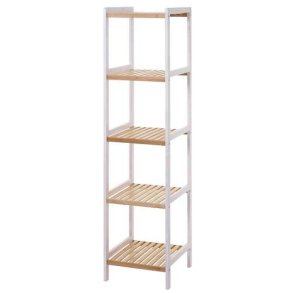 Reol med 5 bambus hylder - badevrelsesreol og skoreol