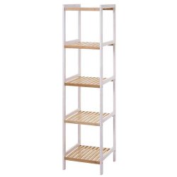 Reol med 5 bambus hylder - badevrelsesreol og skoreol