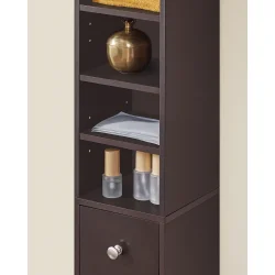 Badevrelsesskab med hylder, skabe og skuffe - brun 180x20x20