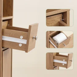 Badevrelsesskab med hylder, skabe og skuffe - brun 180x20x20