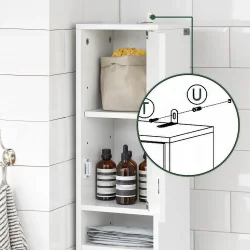 Badevrelsesskab med hylder, skabe og skuffe - hvid 180x20x20