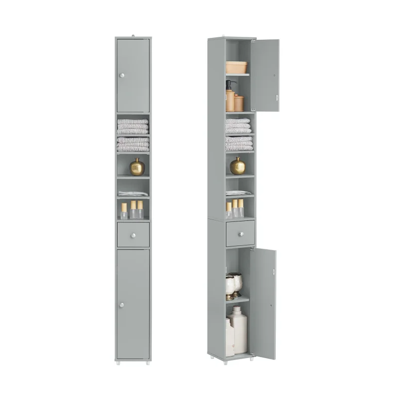 Badevrelsesskab med hylder, skabe og skuffe - gr 180x20x20