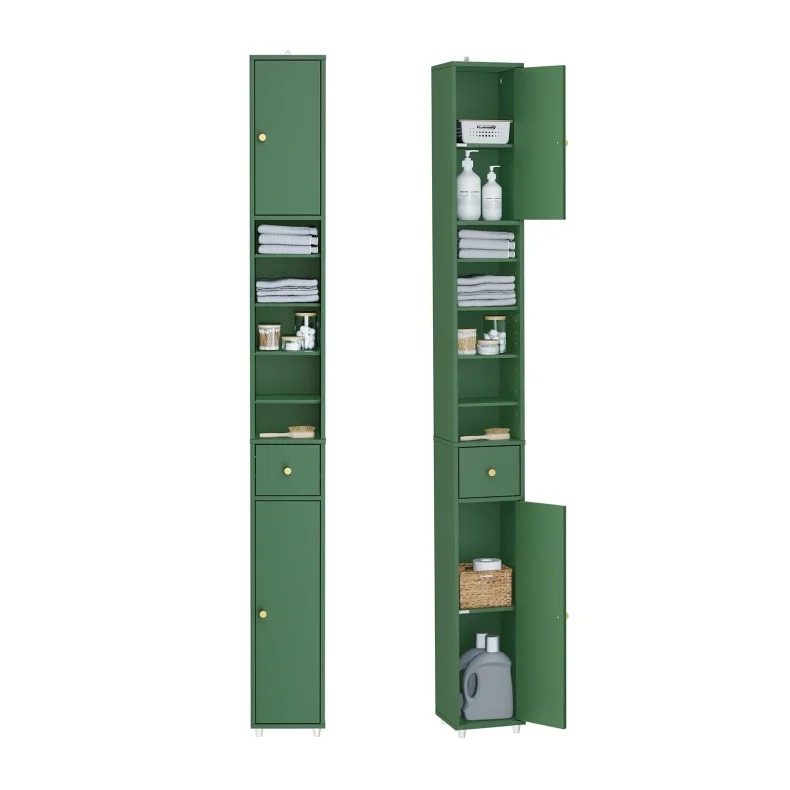 Badevrelsesskab med hylder, skabe og skuffe - grn 180x20x20