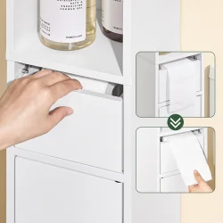 Badev�relsesskab med hylder, skabe og skuffe - hvid 145x20x20