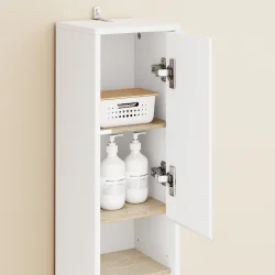 Badevrelsesskab med hylder, skabe og skuffe - hvid 180x20x20