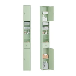 Badevrelsesskab med hylder, skabe og skuffe - mint 180x20x20