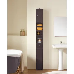 Badevrelsesskab med hylder, skabe og skuffe - brun 180x20x20