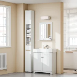 Badevrelsesskab med hylder, skabe og skuffe - hvid 180x20x20