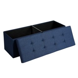 Bnk med kiste - siddebnk med opbevaring 110 x 38 x 38 - marinebl