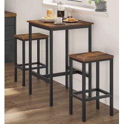 Barbord med 2 skamler - hjbord med 2 barstole - rustik brun