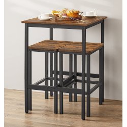 Barbord med 2 skamler - hjbord med 2 barstole - rustik brun