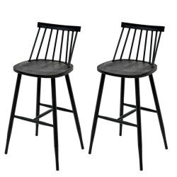 Barstole - 2 barstole i retro design i metal og tr med fodsttte