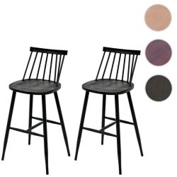 Barstole - 2 barstole i retro design i metal og tr med fodsttte