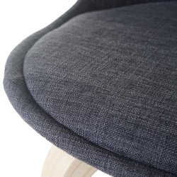 Barstol - 2 stk barstole med lyse trben, mrkegr stof og rygln