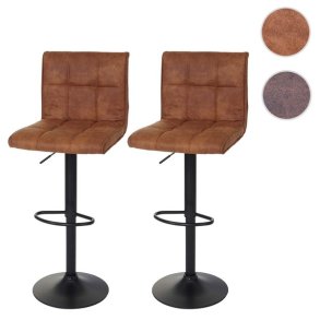 Barstol - 2 stk barstole med imiteret ruskind ~ lysebrun stof