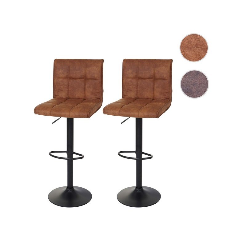 Barstol - 2 stk barstole med imiteret ruskind ~ lysebrun stof