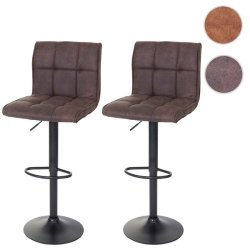 Barstol - 2 stk barstole med imiteret ruskind ~ m�rkebrun stof