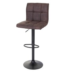 Barstol - 2 stk barstole med imiteret ruskind ~ m�rkebrun stof
