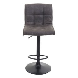 Barstol - 2 stk barstole med imiteret ruskind ~ mrkegr stof