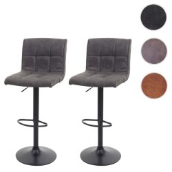 Barstol - 2 stk barstole med imiteret ruskind ~ mrkegr stof