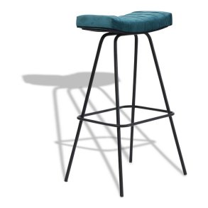 Barstol - blgrn velour barstol - Ekko B2 model fra OBUZI